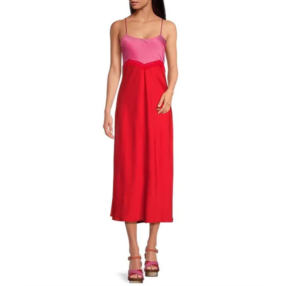 Coquette  $179 DANNIJO X Gianni Bini Helena Colorblock Maxi Slip Dress Size 6